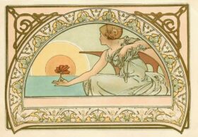 Water Lily.  Canvas by Alphonse Mucha (1860-1939)