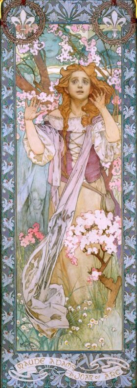 Maud Adams as Joan of Arc. Canvas by Alphonse Mucha (1860-1939)