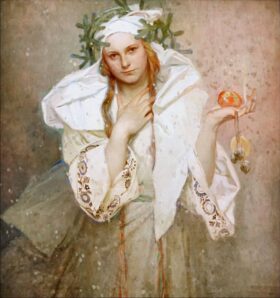 Christmas in America. Canvas by Alphonse Mucha (1860-1939)