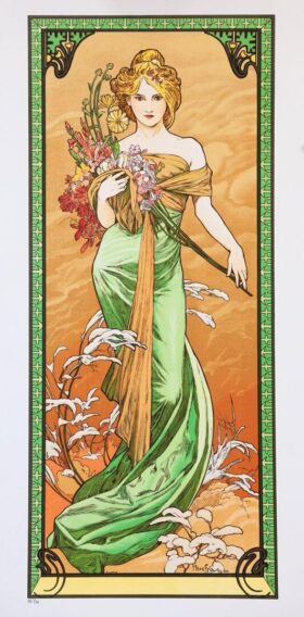 Spring. Four Seasons. Canvas by Alphonse Mucha (1860-1939)