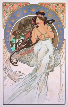 Music. The Arts. Canvas by Alphonse Mucha (1860-1939)