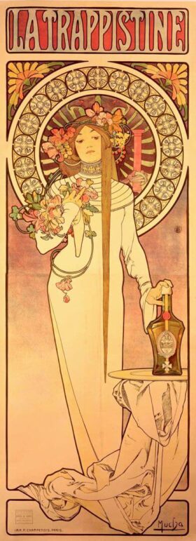 Liqueur La Trappistine. Advertising poster. Canvas by Alphonse Mucha (1860-1939)