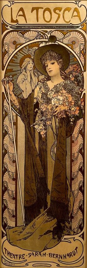 Tosca with Sarah Bernhardt. Canvas by Alphonse Mucha (1860-1939)