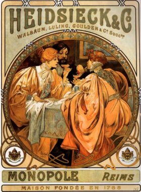 Champagne Heidsieck und Co. Werbeplakat. Alphonse Mucha (1860-1939)