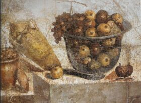 Fruit bowl. Roman fresco. House Iulia Felix, Pompeii