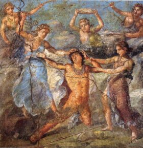 Pentheus torn by the Maenads. Roman fresco. House of the Vettii, Pompeii