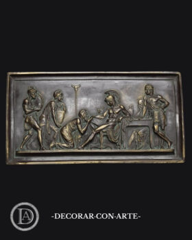 Relief Achilles and Priam patinated in bronze. 49 x 26 cm.