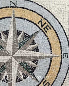 Mosaic with compass rose. 60x60cm