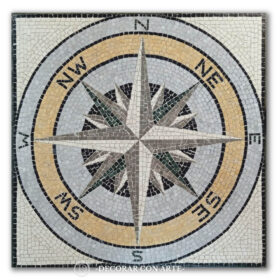 Mosaic with compass rose. 60x60cm